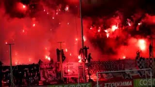 Aris Saloniki Super 3 pyroshow against PAOK Saloniki 16032014 [upl. by Suiratnauq]