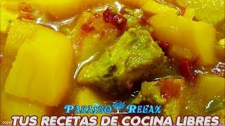 GUISILLO GUISO DE PATATAS CON COSTILLA RECETAS DE COCINA FÁCILES ECONÓMICAS DIETA MEDITERRANEA [upl. by Enelyam]