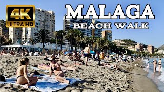 MALAGA Spain hot summer in La Malagueta Beach  Costa Del Sol Andalusia 4k [upl. by Bachman]