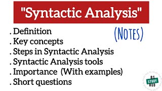 Linguistics Syntactic Analysis Notes [upl. by Timi]