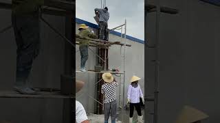 Hand Pouring Concrete Into Columns and Iron Beams  Building a Classic House construction build [upl. by Brewster942]