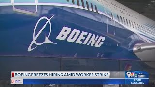 Boeing freezes hiring amid worker strike [upl. by Chil]