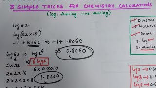 3 Simple Tricks for chemistry calculations LogAntilog Negative Antilog [upl. by Dicky]