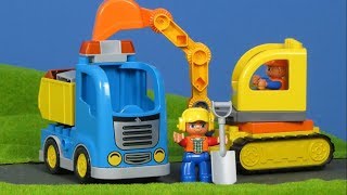 LEGO DUPLO Ciężarówka i koparka dla dzieci po angielsku budowa koparki i ciężarówki [upl. by Aglo]