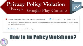 How to fix policy violations for your android app in Google Play Console [upl. by Hnirt]