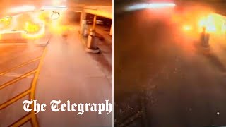 Luton Airport Fire CCTV reveals moment car park collapses [upl. by Sams369]