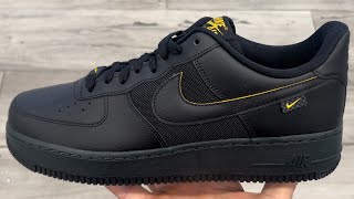 Nike Air Force 1 Low Black University Gold Shoes [upl. by Esertap]