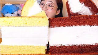 생크림 대왕카스테라🍞 초코칩 생크림 대왕카스테라 디저트 먹방 Dessert Mukbang [upl. by Terriss]