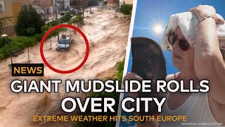 NEWS Giant mudslide rolls over Murcia Spain  Extreme heatwave hits Greece and South Europe [upl. by Perlman]