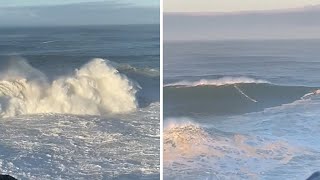 Record breaking waves surfed at Nazare Portugal [upl. by Broome]