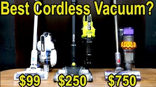 Best Cordless Vacuum 99 HART vs 250 Ryobi 300 LG 349 SHARK 439 Tineco 750 Dyson [upl. by Nnaharas]