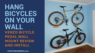 Hang Bicycles on the Wall Venzo Bicycle Pedal Hanger Review and Install [upl. by Eiddal]