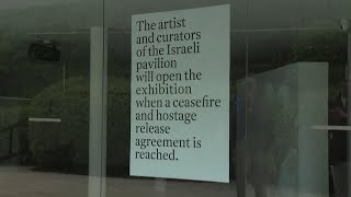 Artist and curators refuse to open Israel pavilion at Venice Biennale until ceasefire hostage deal [upl. by Aniaz]