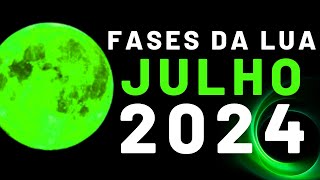 🌙 Fases da Lua JULHO 2024  Calendário Lunar JULHO 2024  Qual a Lua Hoje [upl. by Dowlen]