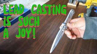 25 Lead casting is such a joy  Cast a decorative skull knife from pure lead [upl. by Starlin341]