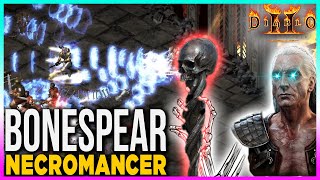 Diablo 2 Resurrected BONESPEAR NECROMANCER  cách build [upl. by Yenittirb]