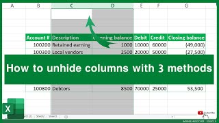 How to unhide columns with 3 methods in excel  Unhide columns in excel  UrduHindi [upl. by Mcleod]