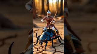 Epic Tiny Warrior Rides a Fearless Insect in Stunning Macro World 🐞⚔️ tinywarriors shorts [upl. by Ennazus]