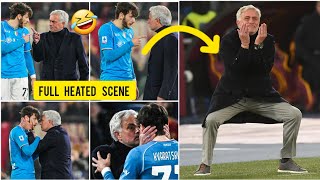 🤣🤣 AS Roma coach José mourinho vs Kvicha Kvaratskhelia heated scene  As Roma vs Napoli 20 [upl. by Aleakam]