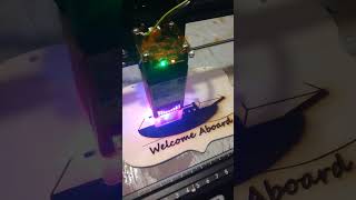 Wood sign laser engraving boating engraving laser [upl. by Ylluz]