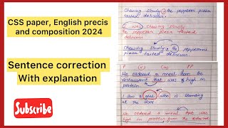 Sentence correction with explanation CSS English precis and composition 2024 paper [upl. by Ettedo]