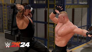 WWE 2K24  Brock Lesnar Vs The Undertaker  BACKSTAGE BRAWL PS5 [upl. by Onitsoga]