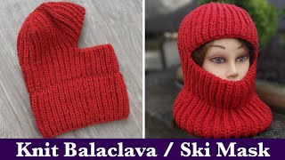 Knit Balaclava on Circular Needles  Knit Ski Mask on Circular Needles [upl. by Balch]