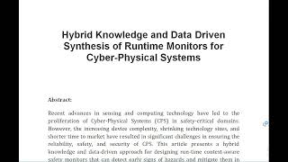 Hybrid Knowledge and Data Driven Synthesis of Runtime Monitors for Cyber Physical Systems [upl. by Leahcir]