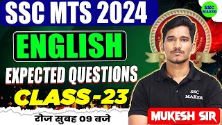 SSC MTS 2024  SSC MTS English Class 23  SSC MTS English Expected Questions English by Mukesh Sir [upl. by Pincince]