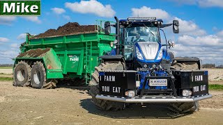 2020  NEW Special New Holland T7270 Blue Power with Tebbe  Compost strooien  S Krude [upl. by Enelegna]