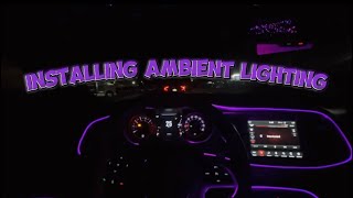 INSTALLING AMBIENT LIGHTING IN MY DODGE CHALLENGER SCAT PACK🐝 [upl. by Egiarc]