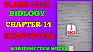 Class 12 biology chapter 14  ECOSYSTEM  handwritten notes biology hrsneet [upl. by Halette66]