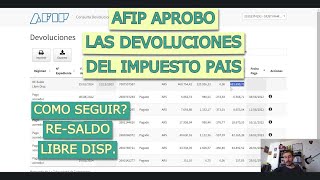 Devolucion AFIP Dolar Impuesto Pais Percepciones  YA se Aprobaron [upl. by Kcirderf749]