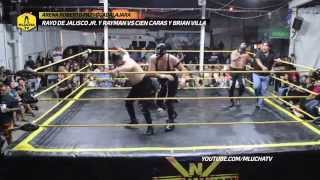 Rayo de Jalisco Jr y Rayman vs Cien caras y Brian Villa Arena Roberto Paz 21 11 2015 [upl. by Nerreg]