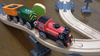 Wooden train toy ☆ Crane amp railroad crossing 3 set course [upl. by Giess]