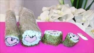 ★recipe「heart sushi roll eaten during setsubun」★「ハートの恵方巻きを作って食べたよ」２０１５年節分★ [upl. by Esylla]