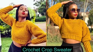 EASY Crochet Sweater Tutorial  Crochet Alpine crop sweater [upl. by Nivram280]