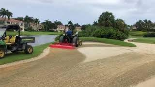 Terra Rake with a finishing brush on Coquina bunkers [upl. by Atteval]