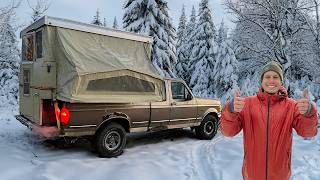 Winter Truck Camping in a Free Truck [upl. by Zimmerman]