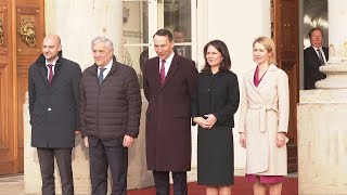 European foreign ministers arrive in Warsaw to discuss Ukraine support  AFP [upl. by Nora]