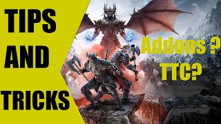 eso tips and tricks for beginners ie TTC ADDOns and simple tips like guild traders [upl. by Nwahsek]