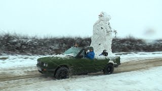 We Built a Snowman on the car and went for drive haha [upl. by Lorens]