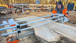 Experience the Thrill of Chainsaw Milling Watch as Sawmill Turns Raw Logs into Stunning Slabs [upl. by Dang]