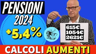 PENSIONI ❗️AUMENTI 2024 al 54  TABELLE IMPORTI di TUTTE LE FASCE [upl. by Gerfen]