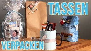 Tasse einpacken I Rundes Geschenk verpacken [upl. by Silvano]