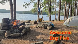 Day of Fishing Trout over Camp Fire 7 day Canoe Trip Adventure Paddle Northwestern Ontario [upl. by Shaffer]