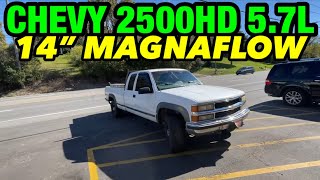 1997 Chevy 2500HD 57L V8 EXHAUST w 14quot MAGNAFLOW [upl. by Laura]