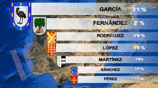 Dónde están los apellidos más comunes en España  Most common last names in Spain IGEOTV [upl. by Edasalof]