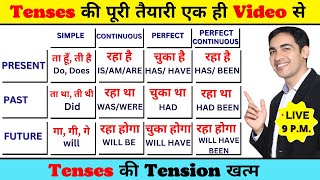 TENSES सीखे सिर्फ एक CLASS से  Present tense Past tense and Future tense  English Lovers Live [upl. by Haduj192]