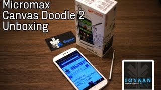 Micromax Canvas Doodle 2 A240 Unboxing First Hands on feat Galaxy Mega 58  iGyaan [upl. by Kcirted363]